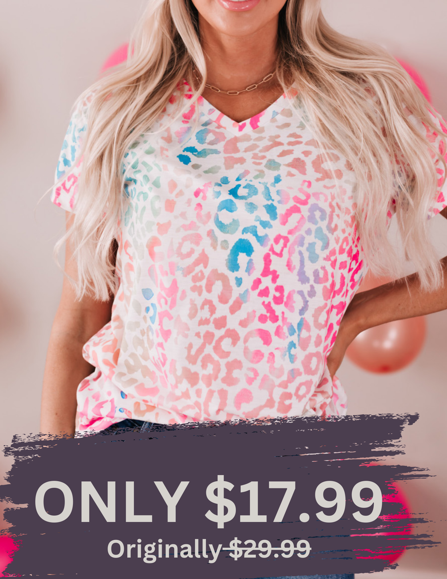 Short Sleeve Colorful Cheetah Print Top